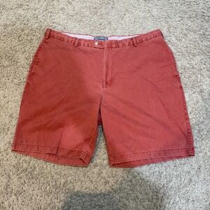 Peter Millar Shorts Mens 42 Red Pima Cotton Chino 10 Inch Inseam Flat Front